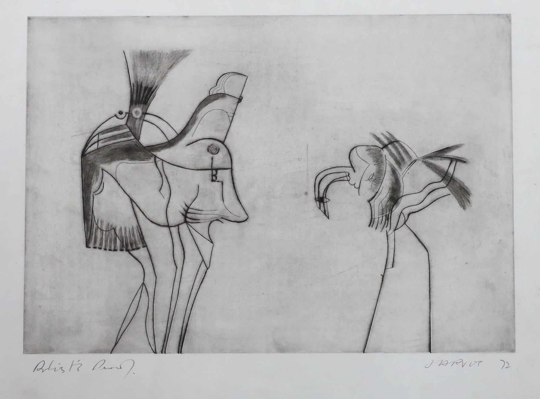 Roland Jarvis (1926-2016), three surreal etchings, 'Alba's Dog' and two artist proof examples, each signed, largest 37 x 51cm